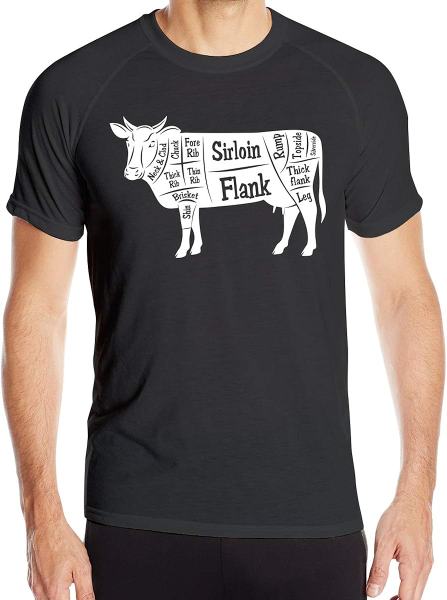 Mens Quick Dry Beef Cattle Cut of Beef Short-Sleeved 100% Polyester Sports T-Shirts: Amazon.ca 