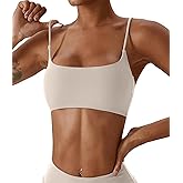 Comper Women's Sports Bras Wirefree Racerback Workout Bras Sexy Thin Straps Yoga Sport Bras with Removable Pads