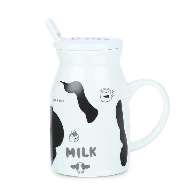 Buy CupShup Ceramic Milk Mug for Kids with Lid and Spoon
