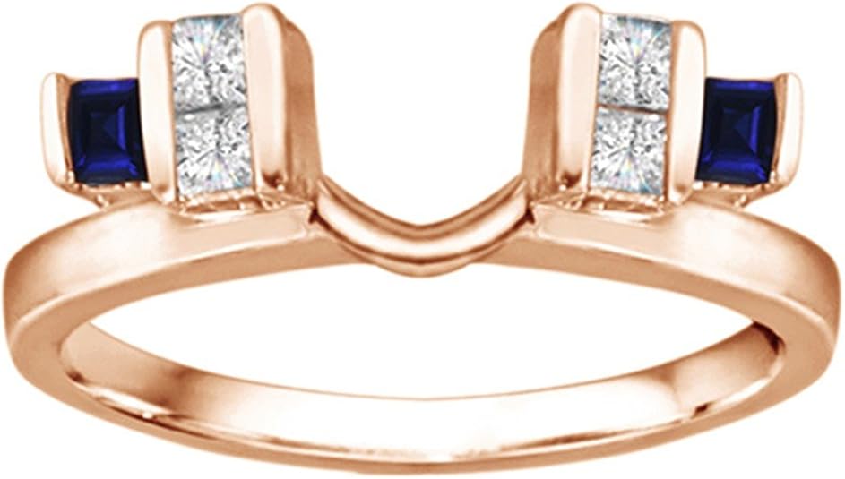 Diamond and Created Sapphire Ring Wrap Enhancer set in Rose Gold Plated