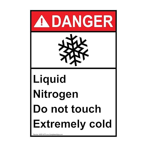 Vertical Danger Liquid Nitrogen Do Not Touch Extremely Cold ANSI Safety