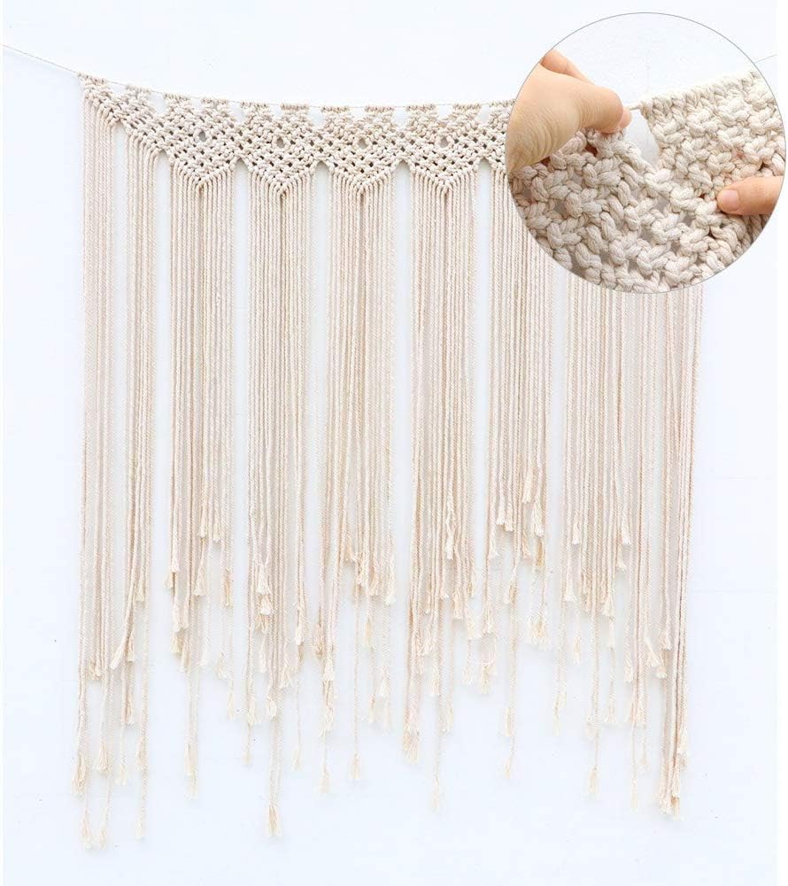 MWbetsy Macrame Wall Hanging 39"x 45" (100 x 115 cm) Cotton Handmade Woven Tapestry Large Boho Wedding Background Wall Decor for Living Room -A