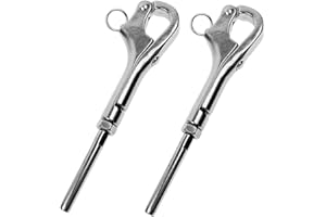 HAIWEN Openable Pelican Hooks Shackle, 316 Stainless Steel Quick Release Hand Rail Guardrails Sup Wire Rope Terminals Board Quick Release Hook Accessories (4'' Overall Length with M8 Rigging Screws)