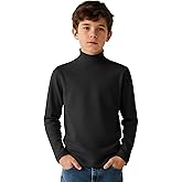 LessonZoo Boy's Long Sleeve Turtleneck Shirt Solid Color Mock Neck Top Soft Stretch Base Layer Tee Warm Casual Basic T-Shirt
