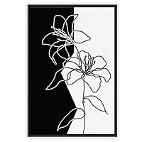 Framed Canvas Wall Art Abstract Flower Canvas Prints Home Artwork Decoration for Living Room,Bedroom - 16x24 inches