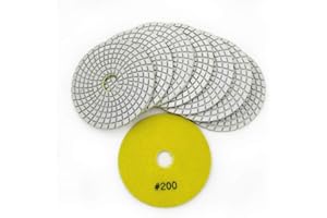 SHDIATOOL 8Pcs 4 Inch Diamond Wet Polishing Pads with White Bond Grit 200 Sanding Pads Grinding Pads for Marble Granite Stone