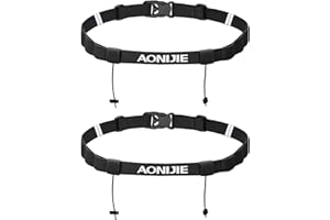 TRIWONDER Running Belt Race Belt Bib Holder Racing Number Belt with 6 Loops for Triathlon, Marathon, Running, Cycling (Black 
