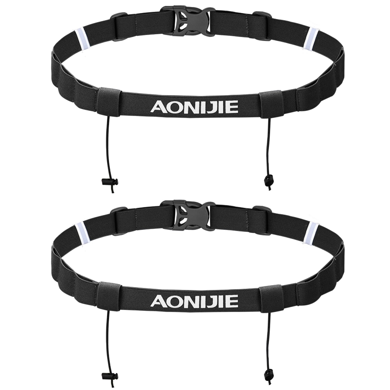 TRIWONDER Running Belt for Triathlon Marathon Adjustable Race Number Belt with 6 Elastic Gel Loops Lightweight Bib Holder (Black - 2 Pack)