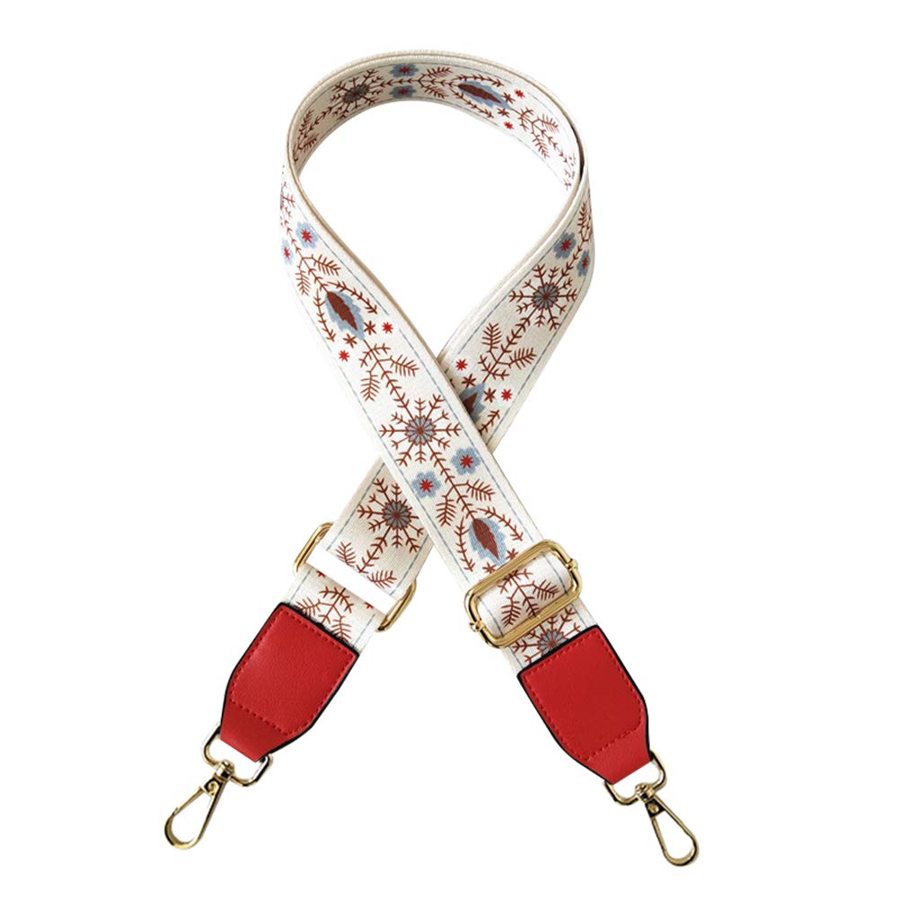 Asudaro Shoulder Strap, Flower Bag Strap, Shoulder Strap, Universal Shoulder Strap for Ladies Handbags, Shoulder Strap Adjustable, 80-130 cm, 3.8 cm Wide, White-red