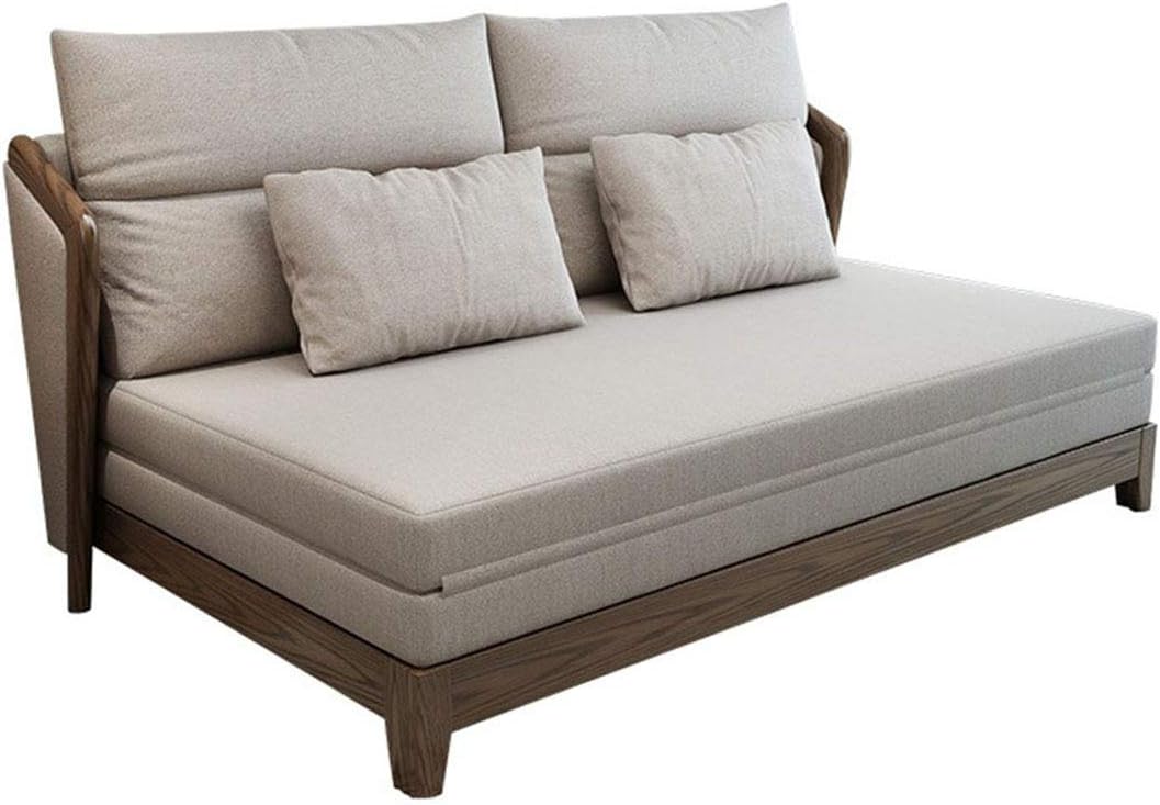 Solid Wood Sofa Convertible Bed with Upgrade Storage Box Function