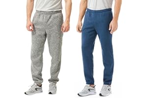 TEX2FIT 2-Pack Men's Jogging Pants with Side Pockets, Elastic Bottom, Soft Fleece Sweat Pants