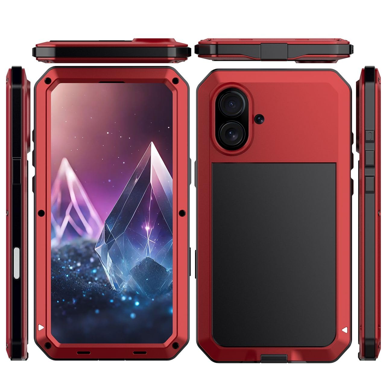 Amulent Case For iPhone 16 Metal Case Red Gorilla Cover Heavy Duty High Impact Shockproof Tough Protective Armor Defender Comfortable and Durable Mobile Phone Cover For iPhone 16