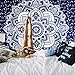 BLEUM CADE Mandala Tapestry Wall Hanging Dark Blue & White Psychedelic Tapestry Wall Art Floral Decorative for Bedroom Living Room 51