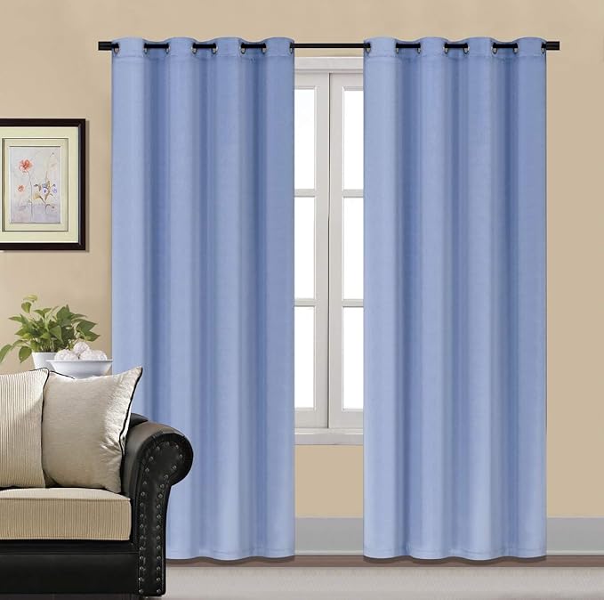 HCILY Velvet Blackout Curtains Dusty Blue Thermal Insulated