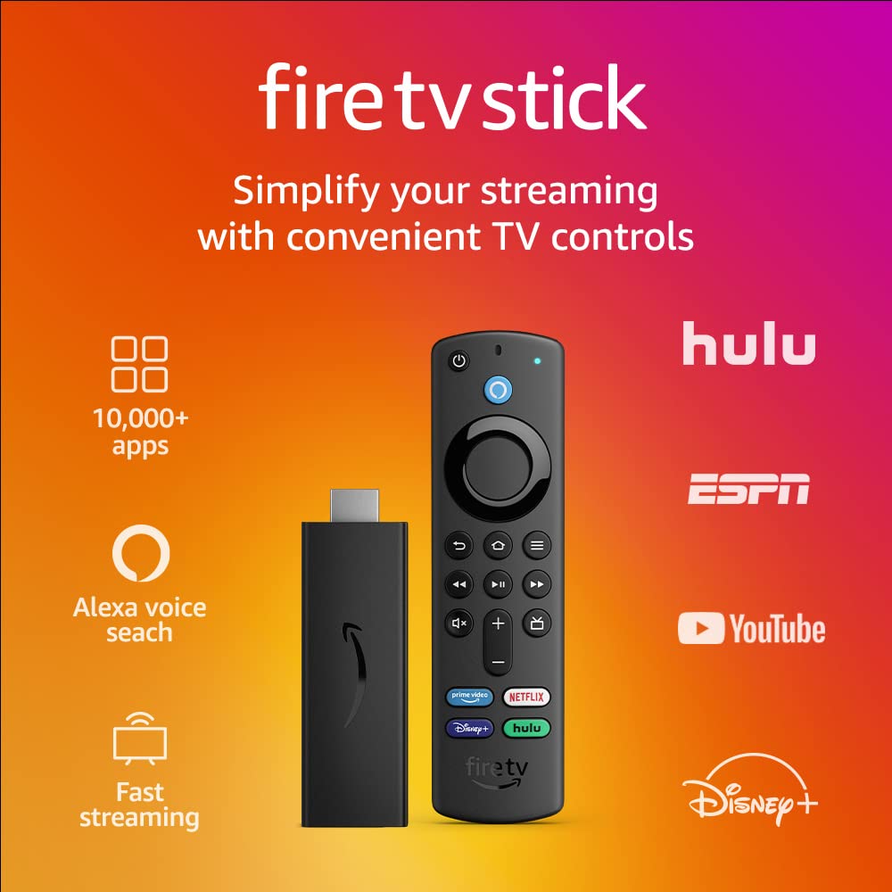 Amazon Fire TV Stick, sharp picture quality, fast streaming, free & live TV, Alexa Voice Remote with TV controls