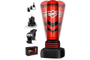 SAIMAND Freestanding Punching Bag for Adults Teens, 70'' Heavy Boxing Bag with Gloves and Pump, Women Men Stand Kickboxing Bags, Upgraded Big Base Boxing Equipment Set for Training MMA Fitness Home Gym (Red)