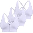 AKAMC 3 Pack Women's Medium Support Cross Back Wirefree Removable Cups Yoga Sport Bra