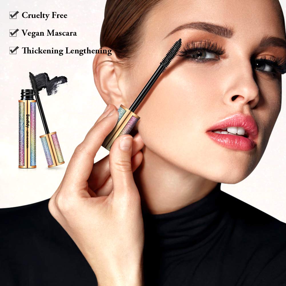 4D Silk Fiber Lash Mascara, Natural Waterproof Smudge-proof Mascara, Natural Thickening Lengthening Mascara No Clumping, No Smudging Lasting All Day : Beauty