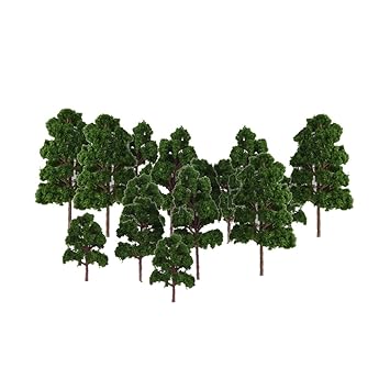 Generic 20pcs Mix Size Model Trees Deep Green For N HO Scale Layout Diorama Scenery