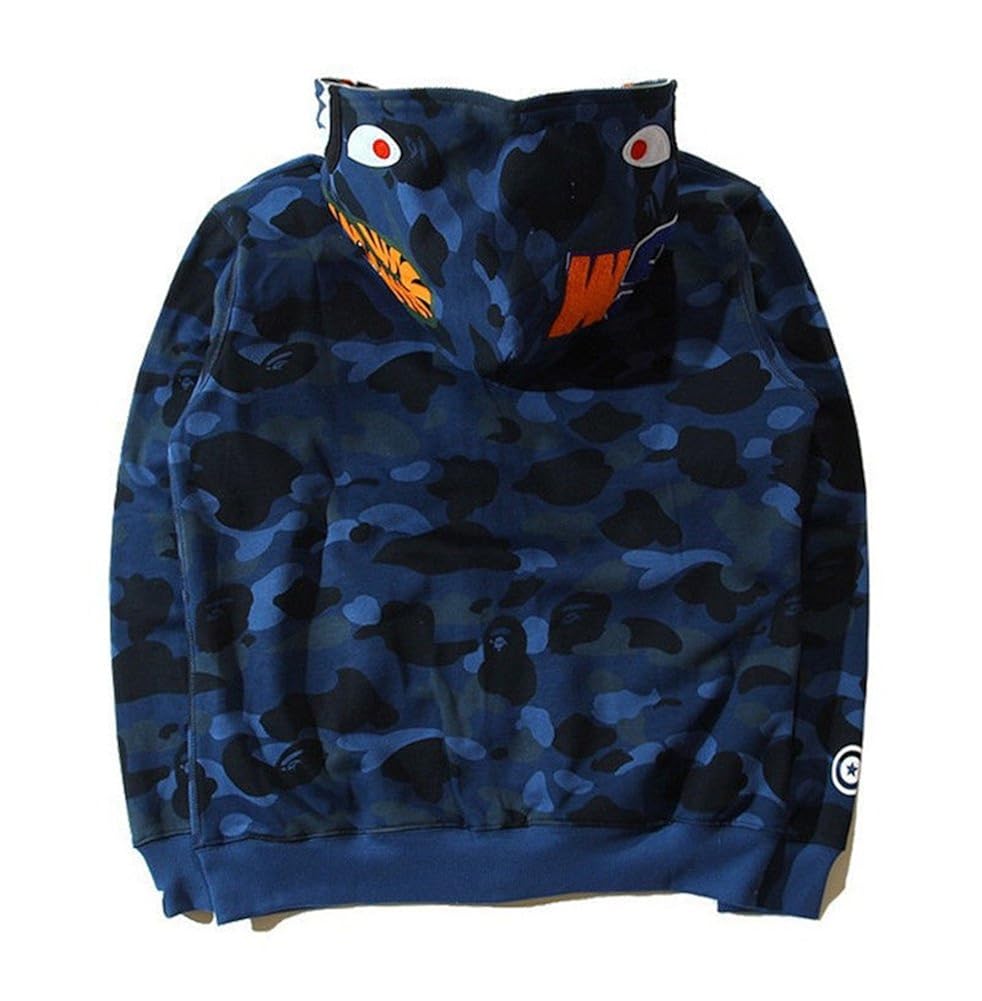 Bathing Ape Bape Shark Jaw Camo Full Zipper Hoodie Men's Sweats Coat Jacket