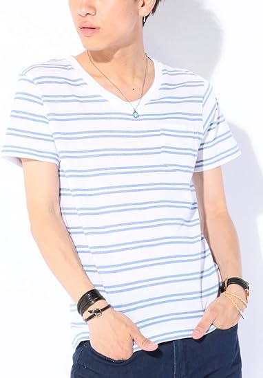 Amazon Co Jp ホワイト ブルー L Jack Port ジャックポート インディゴ マリン ボーダー Tシャツ メンズ 半袖 Vネック Uネックカットソー ストレッチ 半そで 七分袖 S M L Xl Ll 10代 20代 30代 40代 50代 春 夏 秋 冬 Jkp20633006241 服 ファッション小物