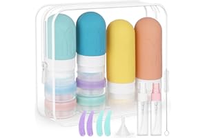 GeeRic Travel Bottles Set 16-Pack, TSA Approved Toiletry Bottles with Silicone Containers, Spray Bottles, Funnel, Bag for Sha