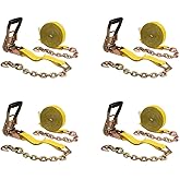Mytee Products (4 Pack) 2 in. x 30 ft. Ratchet Strap with Chain Anchor WLL#3,400 lbs