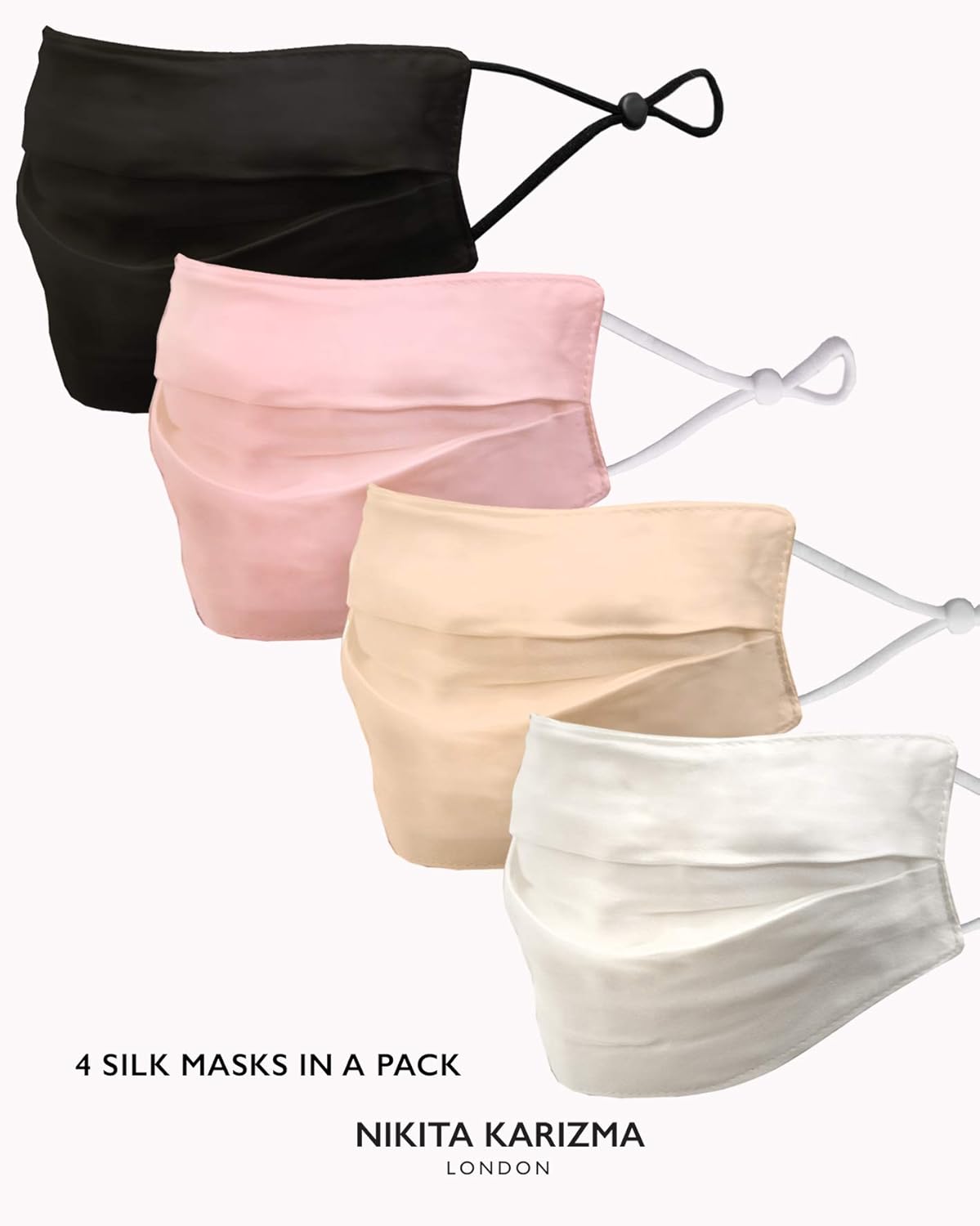 KARIZMA Beverly Hills Silk Face Mask 4 Pack Collection. Fashionable Designer for Women. Washable Fabric Reusable Facemask. Real Mulberry Silk Masks - Image 4