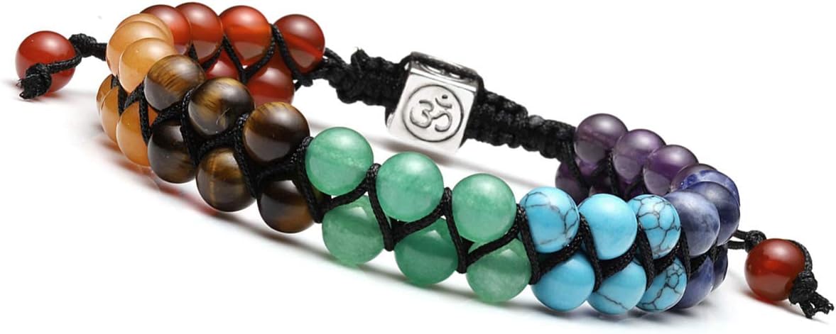 JOVIVI 7 Chakra Reiki Healing Crystal Gemstone Yoga Stone Beaded Braided Bracelet Adjustable Women Jewellery
