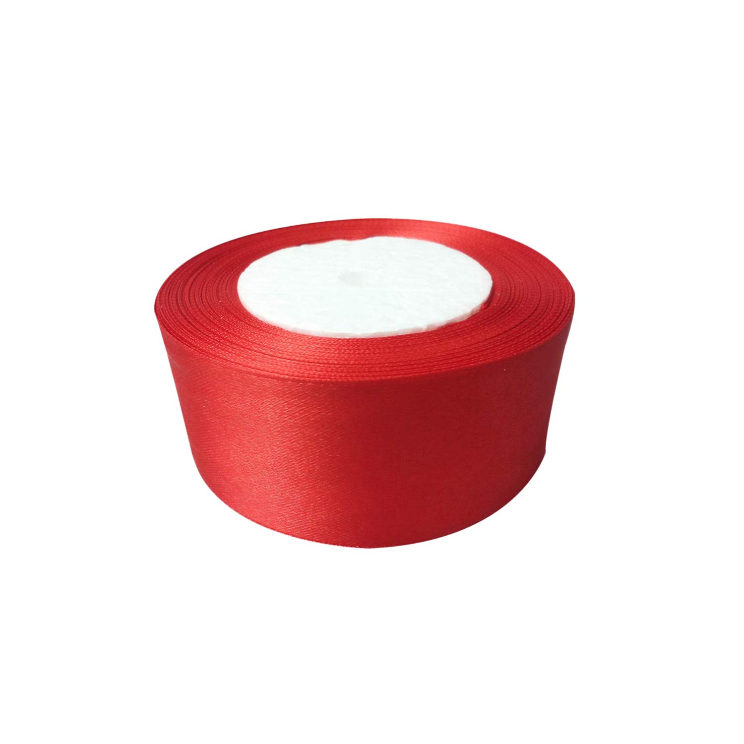 Trimming Shop 40mm Double Sided Satin Ribbon 25 Metres Roll - 100% Polyester Craft Ribbon for Gift Wrapping, Bow Making, Sewing, Wedding Decoration, Hair Accessories & DIY Crafts, Red