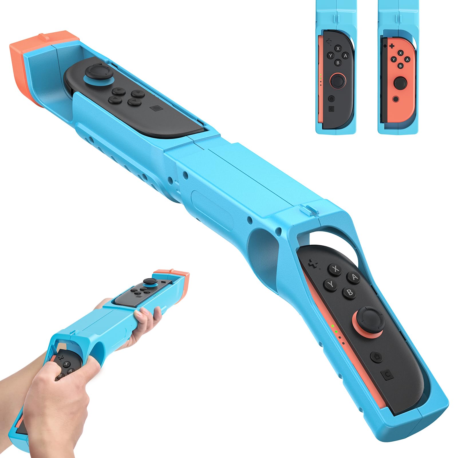 [Compatible for Switch 2/1/OLED] WAXITY Shooting Game Gun Hand Grip Both for Switch 2&1/ Switch OLED Controllers, Hunting Game Gun Controller Grip Accessories for Joy Cons