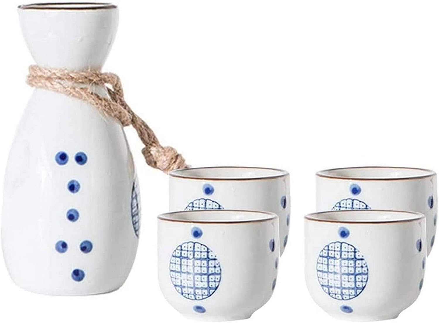 Exquisite 5 Stück japanische Sake Set handbemalte Porzellan Keramik