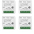 4 Pack HomeKit WiFi Relay Switch, Smart Mini Relay Wireless Light Switch Remote Control Voice Control Outlet Timer Work with Siri, Alexa and Google Assistant DIY Your Home 16 A