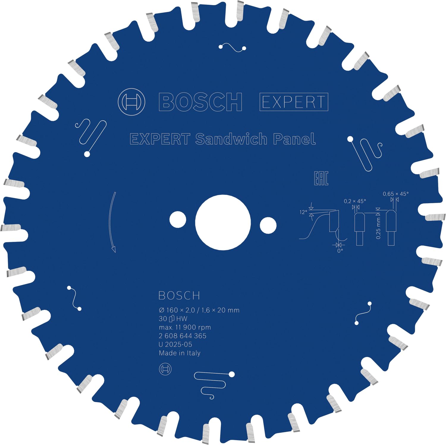 Bosch Accessories 0 W 0 V 2608644365 EX SH H 160x20 mm Circular Saw Blade with 30 Teeth