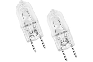 FIXLYFIDO 2-Pack G8 Halogen Light Bulbs, Light Bulb Lamp for GE Microwave Oven 120V 50W - for GE Over Range Microwave Hoods, Replaces for WB08X10057, WB08X10051 - Kitchen Over Stove Light