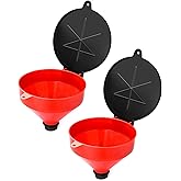 QWORK 4 Quart 2" BSP Drum Funnel &ndash; 2 Pack Lockable Lid &amp; Screen Filter for 55 Gal Steel, Poly &amp; Oil Drums