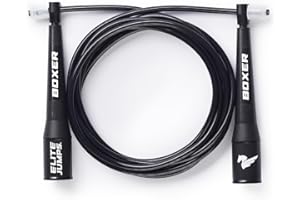 ELITESRS Elite Jumps Boxer Jump Rope 3.0 for Fitness & Cardio Training | Professionally Designed Boxing Jump Rope w/Smooth Action Polymer Handles & Slip-Resistant Grips | Tangle-Free PVC