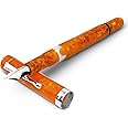 Jaipur V2 Piston Filled Refillable Fountain Pen - Orange Ultra Flex Cursive Pen w/Stainless Steel Nib - Luxury Pens w/Acrylic Body & Ebonite Feed - Fountain Pens for Journaling & Calligraphy