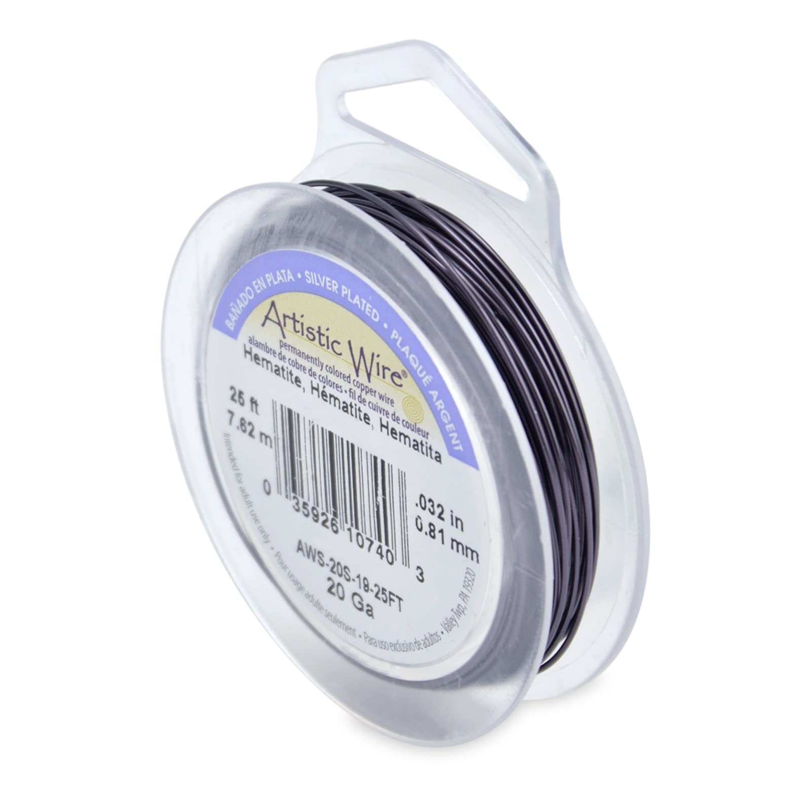 Artistic Wire 25 ft 20 Gauge Silver Plated, Hematite — image 1