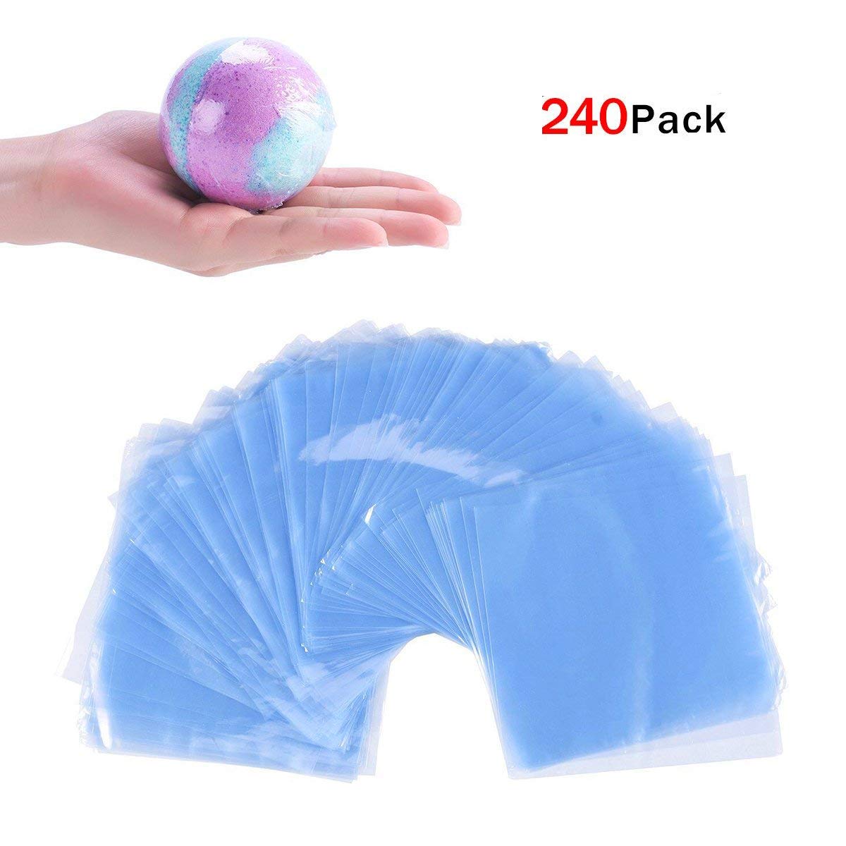 JER Heat Shrink Wrap Bags 240Pcs Clear Shrink Film Bag Odorless Heat Seal Packs for Bath Bombs DIY Handmade Crafts