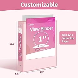 SUNEE 3 Ring Binder 1 Inch 1 Pack, Clear View
