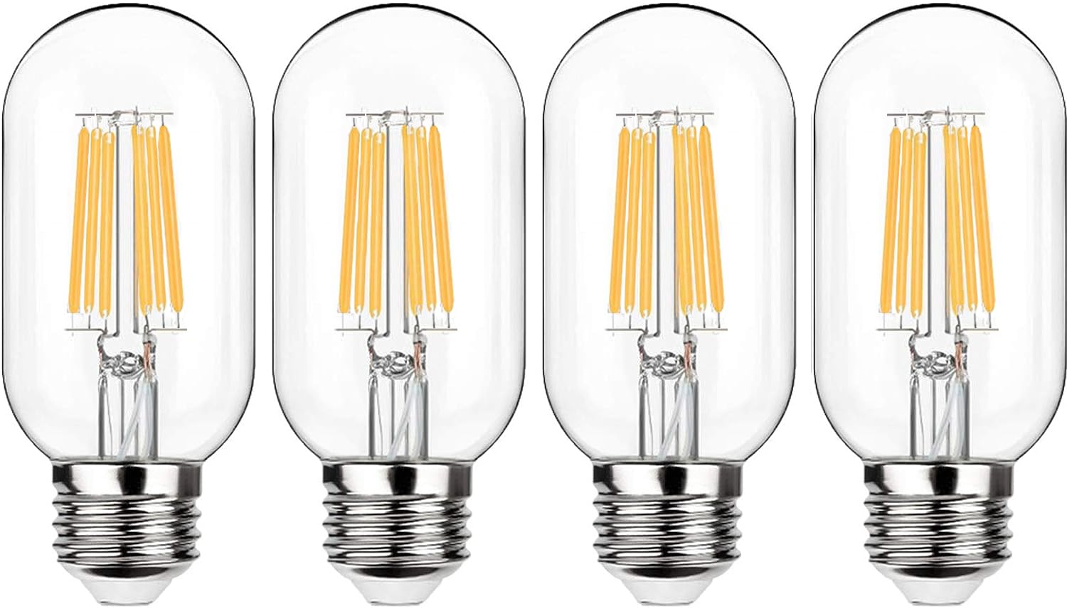 4 X Vintage Short Tubular LED Filament Industrial Bulb T45, 6W LED Light Bulb, Medium Screw E27 Base,Warm White 2700K, LED Edison Bulb 60W Replacement, Non-dimmable