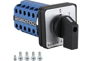 Baomain 20A Rotary Changeover Switch, 5 Position 20 Poles AC 660V, SZW26-20/0-4.5, Selector Cam Switch