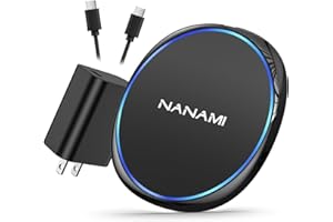NANAMI Fast Wireless Charger, Qi Charging Pad for iPhone 17/16/15 Pro Max/14 Plus/13/12/11/XS/XR/X/8, Airpods 3/4/Pro 2, 10W 