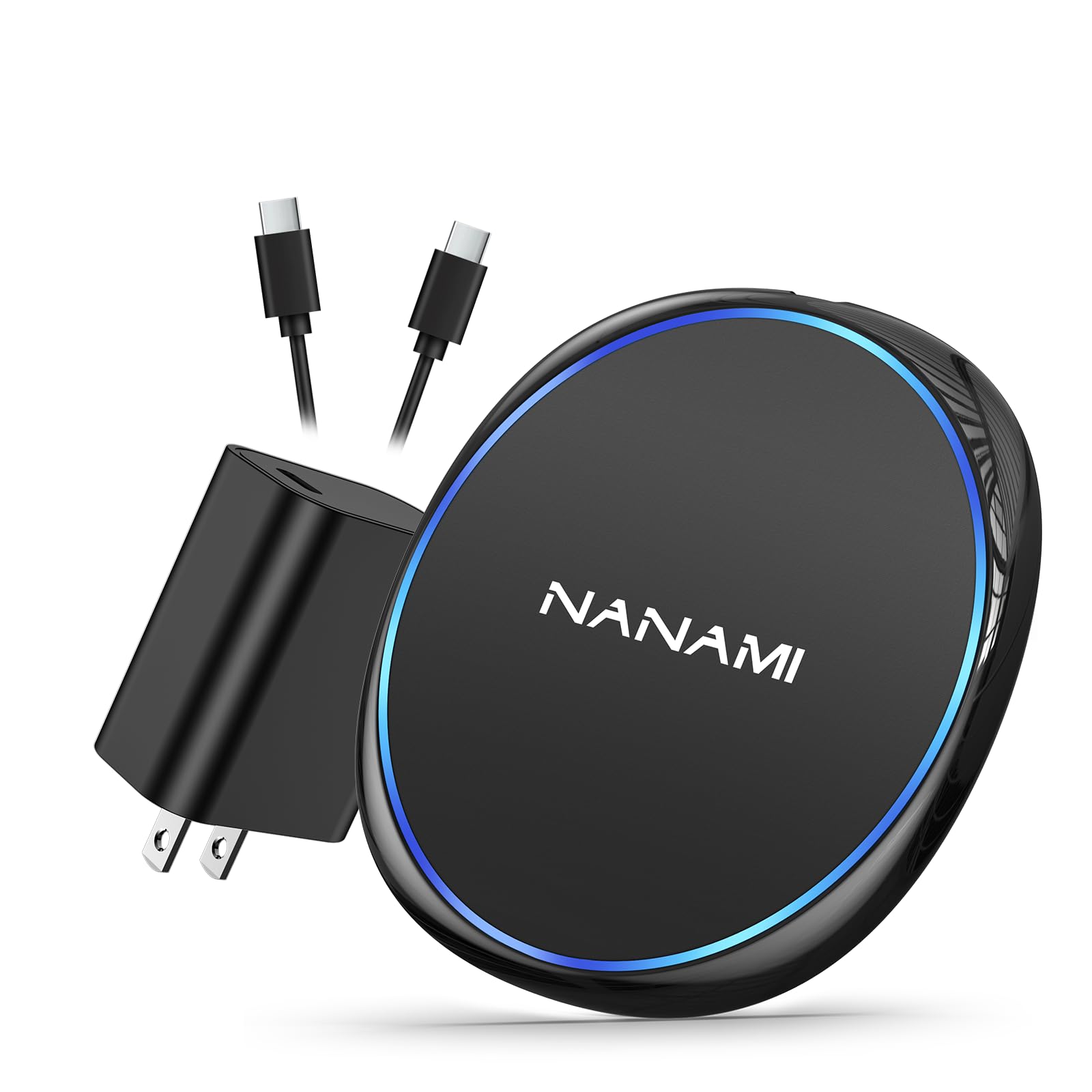 NANAMI ワイヤレス充電器 (20W出力 USB-C急速充電器に昇進) 置くだけ充電器 セット 7.5W/10W iPhone 16/15/14/13/12/SE第三世代/11(Pro)/Xs(Max)/XR/X/8(Plus) AirPods 4/3/Pro(第二世代) Galaxy S25/S24/S23/S22(Ultra) Xperia/Pixel 各機種対応 新生活 父の日ギフト 黒 の商品画像