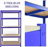 TAHA Heavy Duty 5 Tier Storage Racking Shelving Boltless 1500x700x300mm Blue view 5