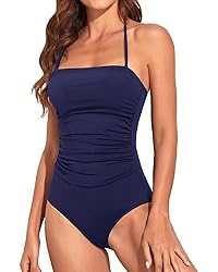 Holipick Women Navy Blue Bandeau One Piece