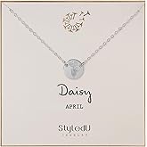 StyledU Birth Flower Necklace for Women, Sterling Silver Hand Stamped Birth Month Floral Pendant, Personalized Dainty Engraved Coin Disc Necklace, Custom Jewelry Birthday Gift for Mom, Daughter, Wife, or Friend
