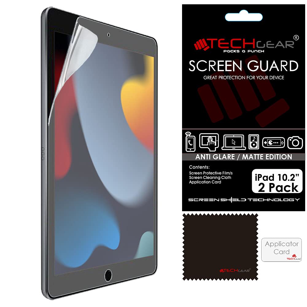TECHGEAR [2 Pack Anti Glare MATTE Screen Protectors for iPad 10.2" 2021/2020 / 2019, MATTE Screen Protector Guard Covers Designed For New Apple iPad 9th, 8th, 7th Generation 10.2 Inch 2021-2019