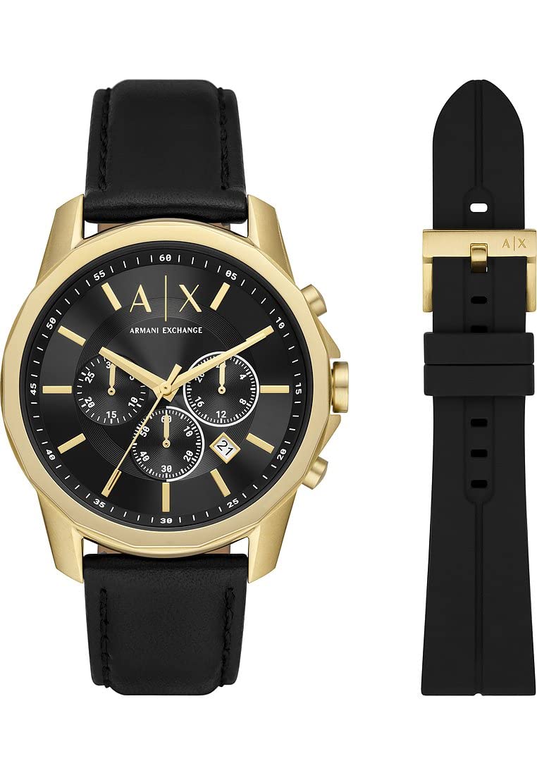 Armani Exchange Watch For Men, Chronograph Movement and 44mm Case Size with Stainless steel, Leather or Silicone strap